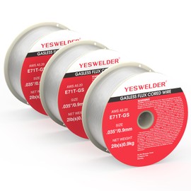 YESWELDER Gasless Flux Core Mig Wire, Mild Steel E71TGS .035-Diameter, 2-Pound Spool, 3-Packs
