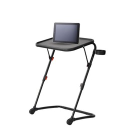 Homy Casa Ergonomic Computer Workstation with Adjustable Height and Tilt, Portable Side Table Workstation with Metal Frame for Home Office
