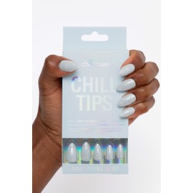 Chillhouse Chill Tips Signatures Press On Nails Kit, Something Blue - 30 Nail Shapes & Sizes, Dual-Sided Buffer & File, Cuticle Stick & Glue - Long-Lasting Nail Art Manicures