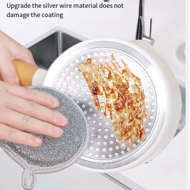 pobowlgarls Multifuctional Round Wire Dishwashing Rags Dish Cloth for Wet