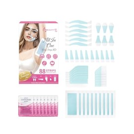 Beauty7 Eyebrow Wax Strips, 88pcs All in One Body Wax Strips, Lip Waxing Strip, Bikini Legs Arms Facial Wax Strip, Hair Removal with 8 Calming Oil Wipes, for All Skin Types Women
