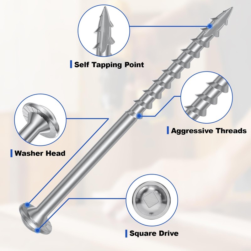 #8 Pocket Hole Screws 1-1/4 Inch, 640Pcs Coarse Thread Wood