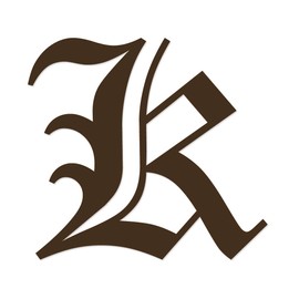 Applicable Pun Old English Letter K - Vinyl Decal for Outdoor Use on Cars, ATV, Boats, Windows and More - Brown 4 Inches Tall