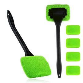 NYXXZ Windshield Cleaner Tool, Inside Car Window Cleaning Tool, Automotive Glass Cleaner for Windshield, Auto Window Cleaning Brush with Handle & 5 Microfiber Cloth Pads