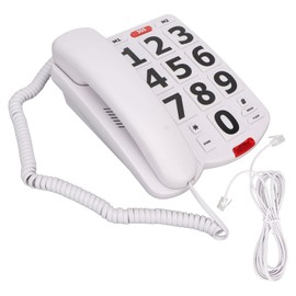 Large Button Phone for Seniors, Simple Classic Corded Landline Phone, Adjustable Volume for Seniors, Elderly, White