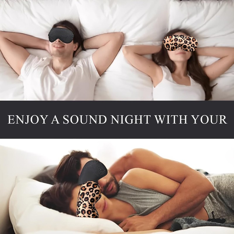 Pack of 2 Mulberry Silk Sleeping Mask, Leopard Silk Sleep