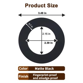Enprotty 2 Pcs Door Knob/Deadbolt Reinforcement Plate, 2-1/8" Inner Diameter, 3-1/2" Door Knob/Deadbolt Repair Plate, Door Lock Hole Backing Reinforcer Kit, Stainless Steel Material, Matte Black