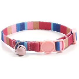 Kanpari Cat Collar with Safety Buckle and Bell, Lightweight, Adjustable, for Cats, Dogs, Small Animals, Fashionable, Cute, Safe for Kittens (Rainbow)