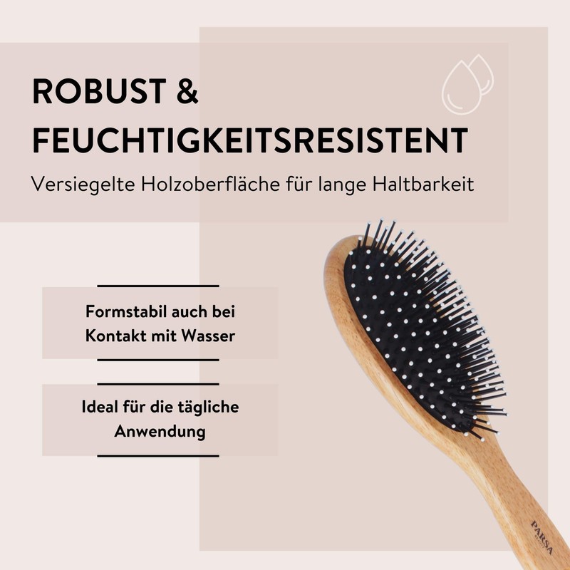 PARSA Beauty Eco Wooden Oval Large Hair Brush - Detangling