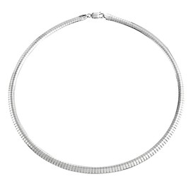 Verona Jewelers 925 Sterling Silver Flexible Italian Flat Omega Chain Necklace- 4MM 6MM Cubetto Italy Wire Chain 16 18 20 (16, 4MM)