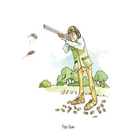 Top Gun A5 Clay Pigeon Shooting Greeting Card with envelope - blank inside for your own message Pair of clays hit (AC38)