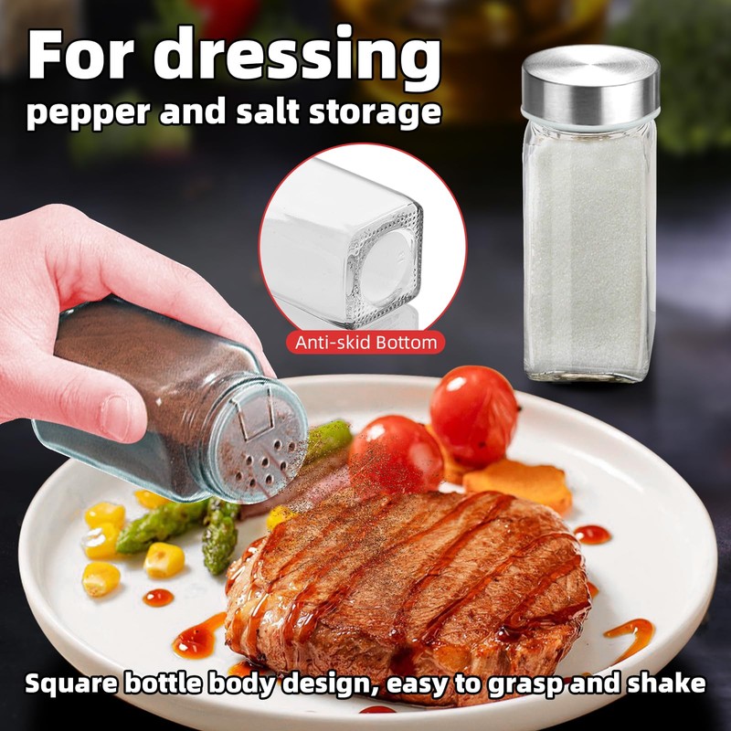 2Pcs 4oz Glass Spice Jars with Shaker Lids, Spice Jars