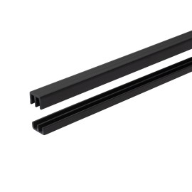 OUTWATER 4 Ft. Long Black Plastic Sliding Door Track Set For 1/8" Thick Panels