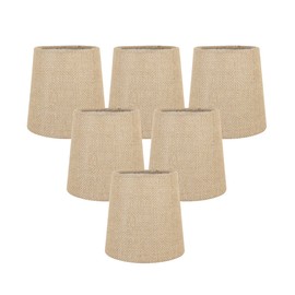 Meriville Set of 6 Natural Burlap Clip On Chandelier Lamp Shades, 4-inch by 5-inch by 5-inch