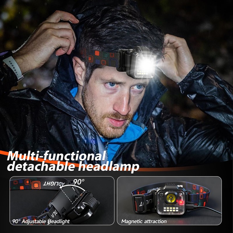 Headlamp Rechargeable 4Pack, 3000 Lumen Ultra-Light Bright Headlamp Flashlight, Clip-on