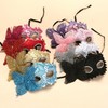 Halloween Zombie Makeup Masquerade Half-Face Mask - Venetian Princess Style (Gold Pink Butterfly) Mask/Black 10ea