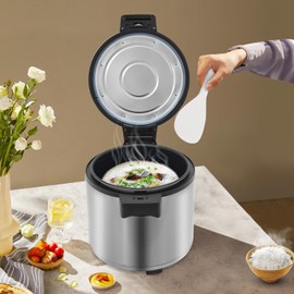 Commercial Rice Warmer,23l Stainless Steel Electric Rice Warmer,105w 110v Heavy Rice Food Warmer With Rice Spoon And 65°C/149°F Constant Temperature For Family Gatherings,Parties,Buffets (Silver)