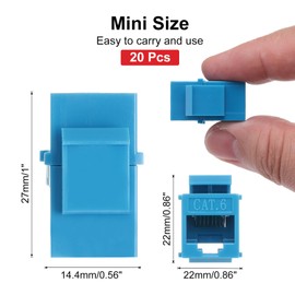 sourcing map 20 Pack RJ45 Ethernet Coupler, Female to Female Cat6 Coupler Ethernet Extension Adapter Network Connector for Cat6/Cat5e/Cat5,Blue