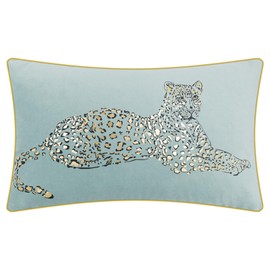 JWH Leopard Print Throw Pillow Cover Decorative Velvet Pillow Case with Gold Foil Printing Cushion Rectangular Pillowcase for Bed Couch Chair Car 12x20 Inches Light Blue