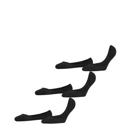 FALKE Women's Invisible Step Medium Cut Multipack W In Cotton No-Show Plain 3 Pairs Liner Socks, Black 3000, 5.5-6.5