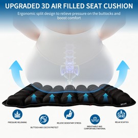 Inflatable Travel Cushion Airplane Seat with Pump for Office Chair, Stadium