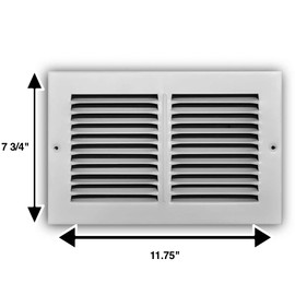 Rocky Mountain Goods Air Return Grille for 10 x 6 Duct Opening (Actual Dimensions 11 3/4" x 7 3/4") - Heavy Duty Steel - Premium Finish - Includes Screws - Louvered Design - Paintable - White