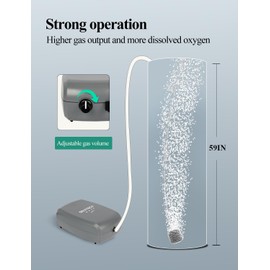 UPETTOOLS Electric Aquarium Air Pump 3W Powerful Fish Tank Air Pump with Stainess Steel Single Outlet Adjustable Oxygen Aerator Pump with Air Stone Bubbler for Fish Tank 20-100 Gallon