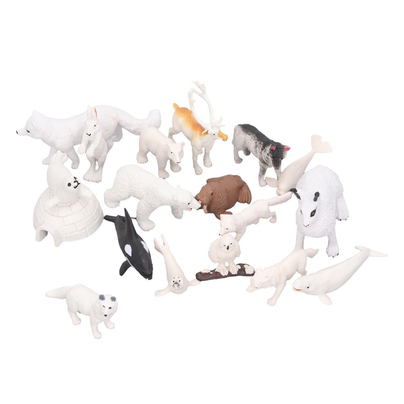 Arctic Animal Figurine Set 18pcs Kid Simulated Arctic Hare Reindeer