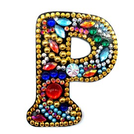 MEDOYOH DIY Letters "P" Diamond Painting Key Chains, Double-Sided Retro DIY Diamond Painting Kits Keychain, DIY Letters Art Craft Crystal Diamond Keyring Kits for Key Chain Pendant Bag Decor Brooch
