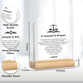 Lawyer Gifts for Women Men Law School Graduation Gifts Legal Gifts Appreciation Gifts for Lawyer Attorneys A Lawyer's Prayer Acrylic Desk Decor Sign with Wood Stand for Home Lawyer Office 4 X 4 Inch