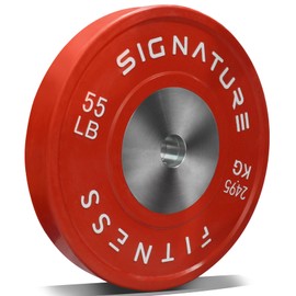 Fitvids 2" Olympic Competition Bumper Plate with Steel Hub for Strength Training and Powerlifting - Minimal Bounce, 55LBS Single