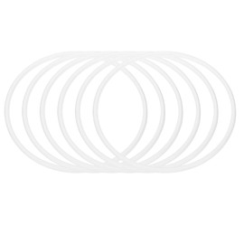 PATIKIL 10 Inch Dream Catcher Rings, 6 Pcs Plastic Macrame Wreath Floral Round Ring Hoop for Home Car DIY Craft Wedding Wall Hanging Decorations, White