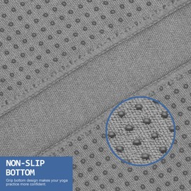 Eunzel Yoga Towel,Hot Yoga Mat Towel with Grip Dots Sweat Absorbent Non-Slip for Hot Yoga, Pilates and Workout 24" x72", Dark Gray