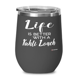 ODTGIFTS Funny Kuhli Loach Fish Wine Glass Life Is Better With A Kuhli Loach 12oz Stainless Steel Black