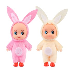 Easter Mini Bunny Baby Elf Toys for Girls Boys,2Pcs Rabbit Elf Babies Doll Naughty Elf Accessories Baby Twins Elves,Novelty Toys Little Bunny Baby Elves Dolls for Kids Easter Gifts Stocking Stuffers