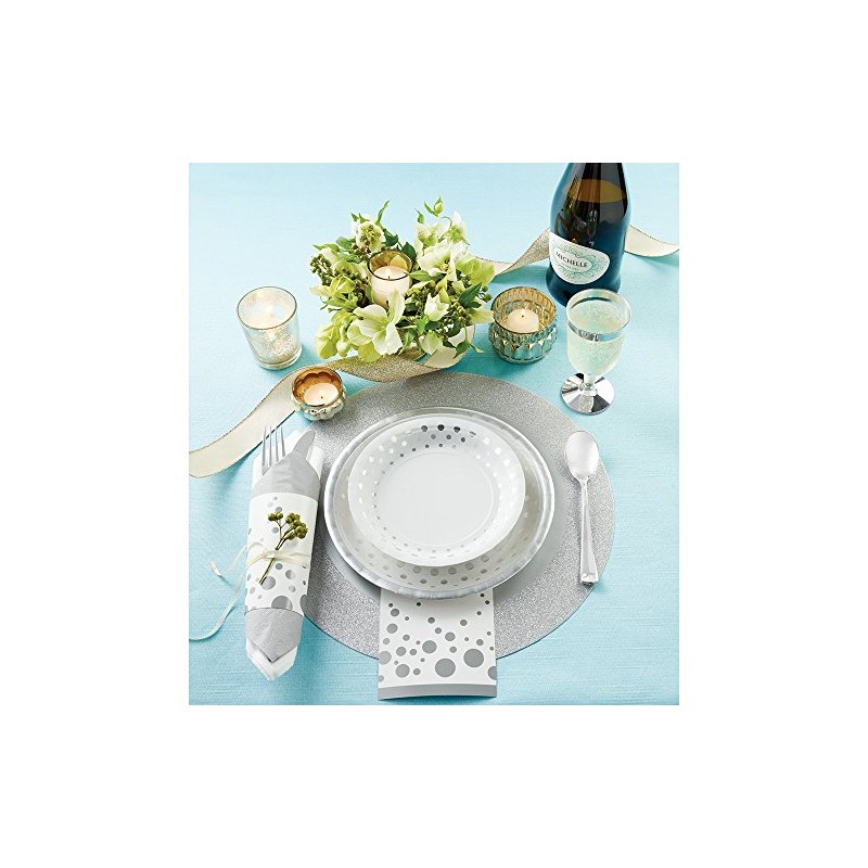 Creative Converting Disposable Sparkle and Shine Silver Plate, Party Supplies,