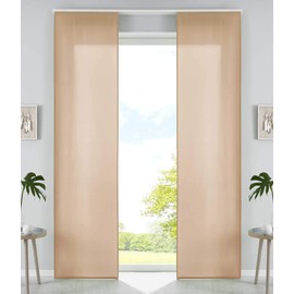 Set of 2 Sliding Curtains, Panel Curtains, Microfibre Curtain, Sliding H x W 245 x 60 cm, Sand Matt Panel Carrier Weighted Rods, 85600N2