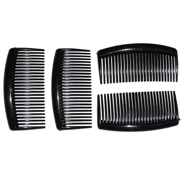 Pack of 4 Black Plain Hair Combs Side Combs Slides 9 cm
