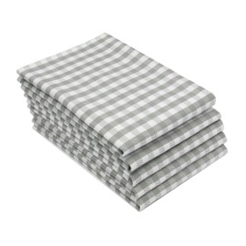 ZOLLNER Set of 5 Cotton Tea Towels in 50 x 70 cm – Absorbent Kitchen Towels in Grey Checked – Washable up to 60 °C – Catering Quality – Oeko Tex Certified