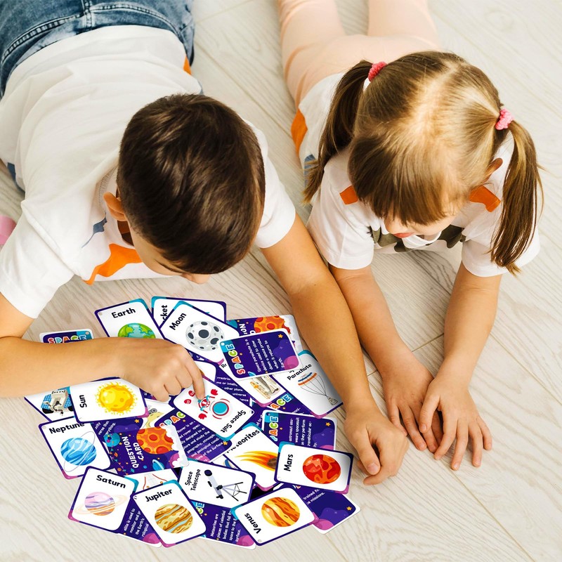 34PCS Outer Space Cognitive Flash Cards,Cognitive Pictures Flashcards for Space