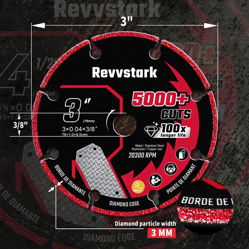 3 Pack Diamond Cutting Wheel 3 Inch with 3/8" Arbor,