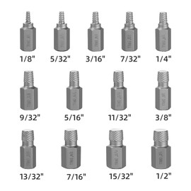 UYECOVE 15Pcs Screw Extractor Set, Double Hex Head Multi-Spline Lug Nut Remover, 3/8 Inch Drive Easy Out Bolt Extractor Set for Removing Stripped, Rounded, Damaged, Broken Studs Bolts Screws