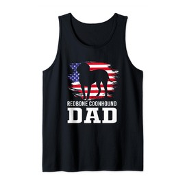 American Flag Dog Silhouette Redbone Coonhound Dad Tank Top