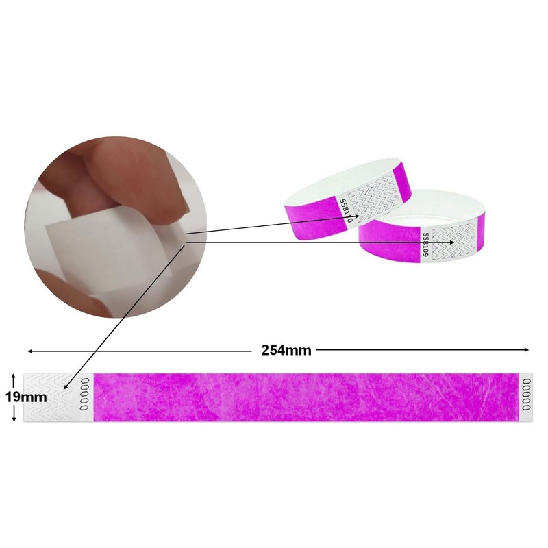Armbänder personalisiert aus Tyvek, 100 Stück pro Packung (19 mm)