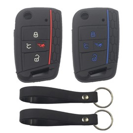 kcpros - Funda protectora de silicona de goma con 4 botones para llavero, sin llave, compatible con Volkswagen VW Atlas GTI Tiguan Golf Jetta