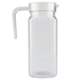 Juice Pitcher,Juice Bottle PlasticTransparent Glass Beverage Jug Striped Cold Water Bottle Ice Juice Jug with Handle & Lid for Bar Home(800ML)