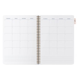 Busy B Spiral Notebook in Blue with Lined Pages, Undated Month Planners, Stickers and Pocket