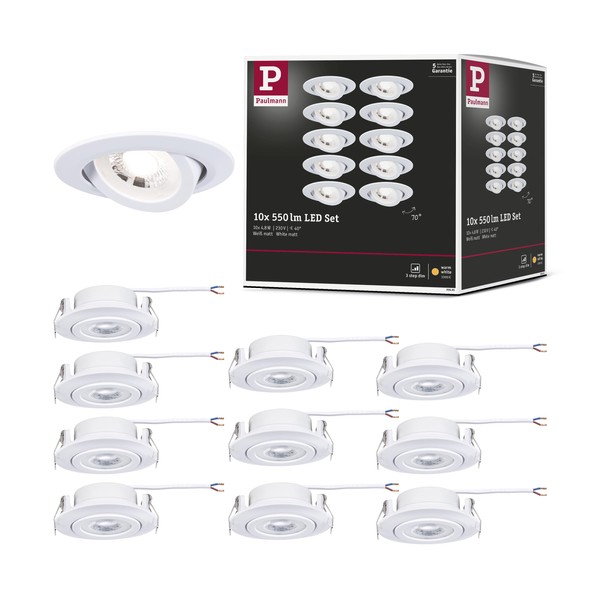 Paulmann 99995 LED Recessed Light 3-Step-Dim Pack of 10 Swivelling