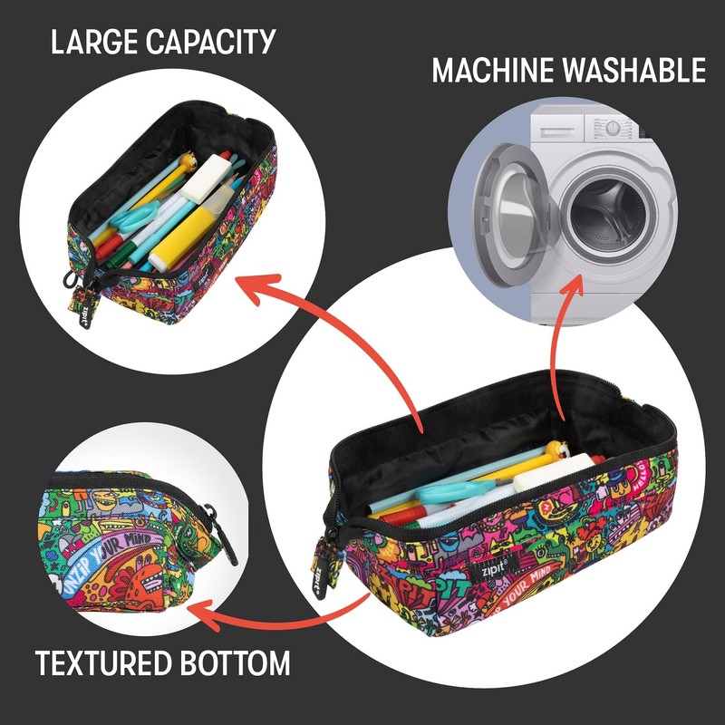 ZIPIT Lenny Pencil Case | Large Capacity Pencil Pouch |