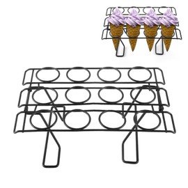 Ice Cream Cone Holder, Cupcake Cone Baking Rack, Ice Cream Cone Baking Rack, Ice Cream Cone Baking Rack for Ice Cream Cones, for DIY Cupcake Cones, Foldable Ice Cream Cone Holder with 12 Holes